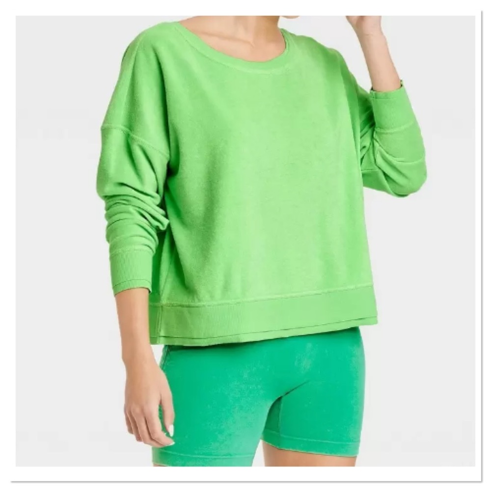 JoyLab Women’s Terry Cloth Open Back Pullover Relaxed Fit Sweatshirt Joylab NWT